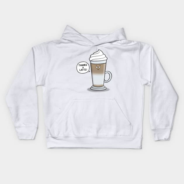 Thanks a Latte Thank you Card Kids Hoodie by CarlBatterbee